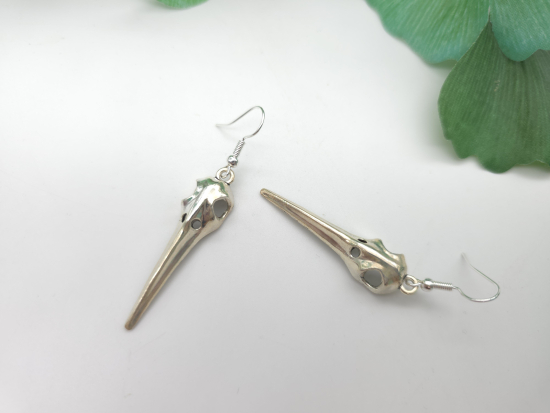 Preview: Western Rabenschädel Ohrringe silberfarben